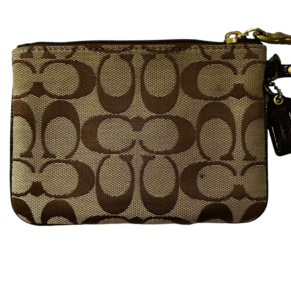 Coach Wristlet Dark Brown Logo